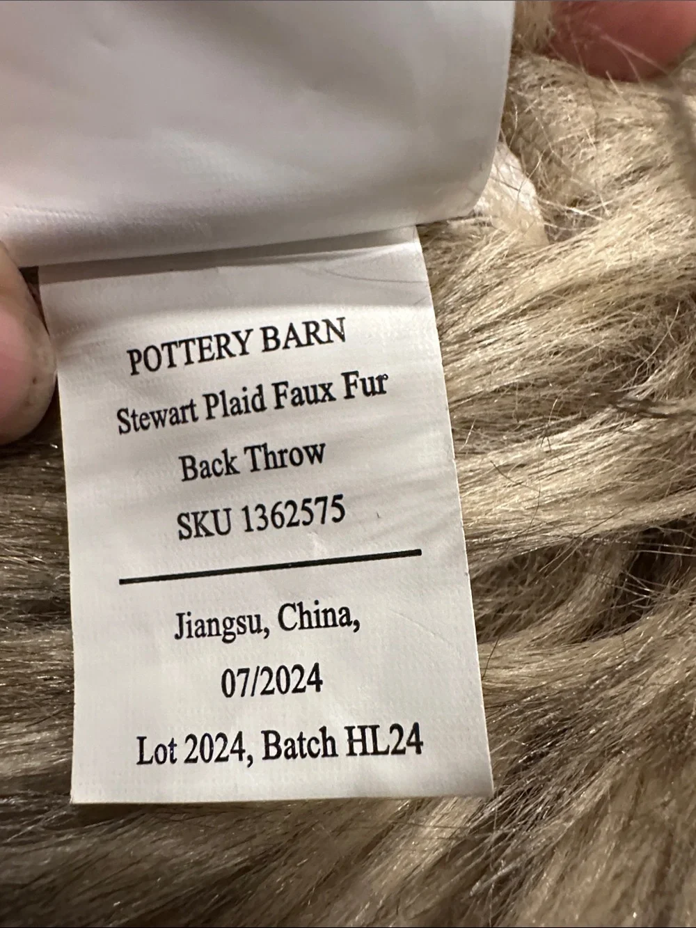 Pottery Barn Faux Fur Throw Blanket in Taupe